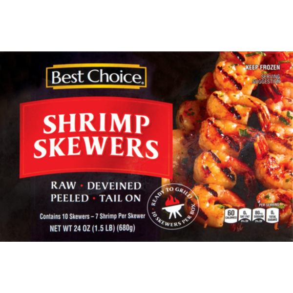 Save $1.25 on Best Choice SHRIMP SKEWERS - 24 oz