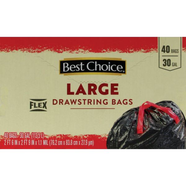 Save $1.00 off Best Choice 30 GALLON FLEX TRASH BAG - 40 CT