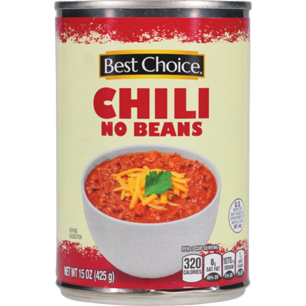 Save $1.00 off 2 on Best Choice CHILI – WITH or WITHOUT BEANS – 15 OZ
